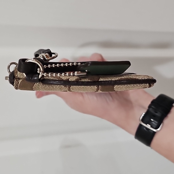 Coach Brown and Tan Signature C Wristlet - Picture 4 of 11